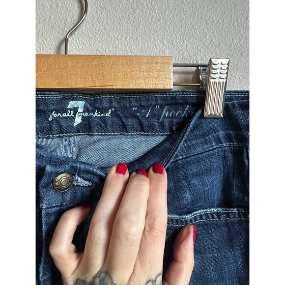 7 FOR ALL MANKIND "A" Pocket Dark Wash Rhinestone Embellished Jeans Size 29 - Picture 4 of 10